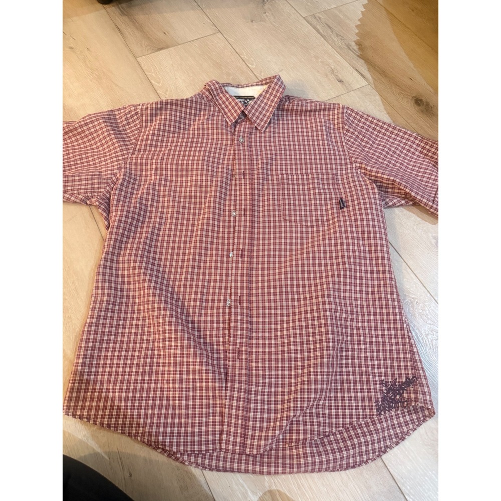 Billabong Button Up Shirt Mens Large Plaid Short Sleeve Surf Skate Vintage 313